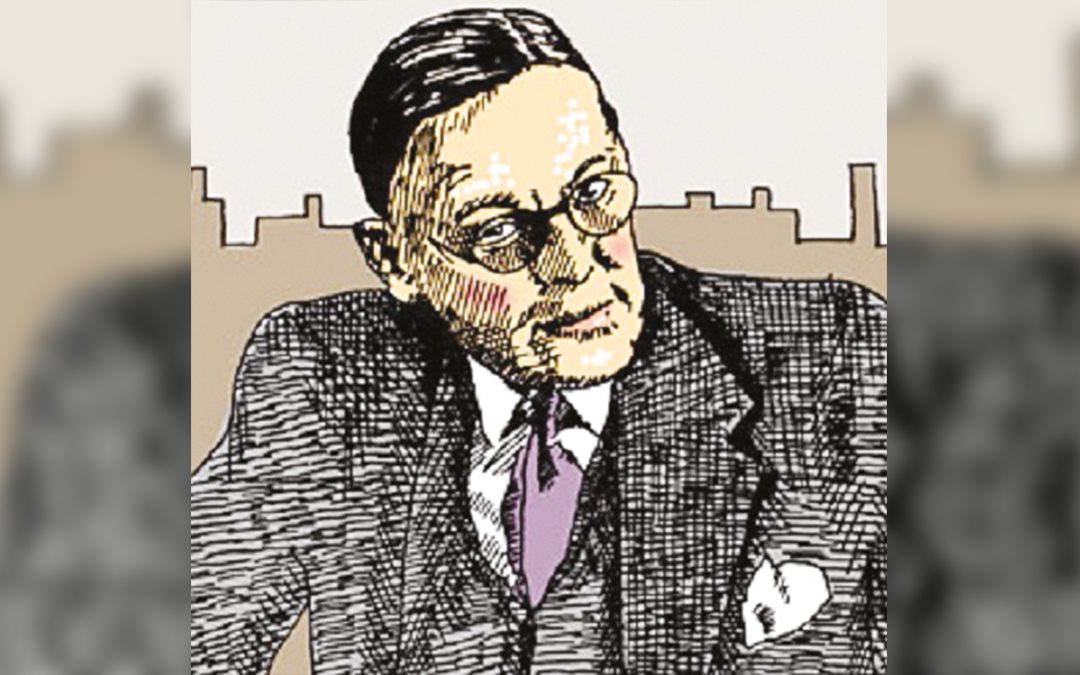 “Drawing of T. S. Eliot”, particolare dell’illustrazione di Simon Fieldhouse