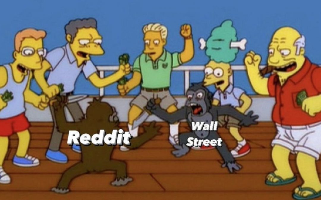 Uno dei meme dedicati alla vicenda GameStop basato su una scena dei Simpsons