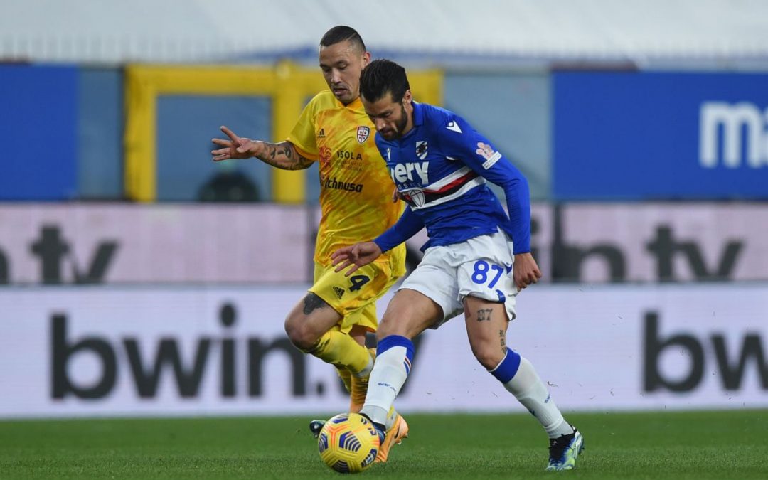Samp-Cagliari finisce pari, Nainggolan sigla il 2-2 al 96′