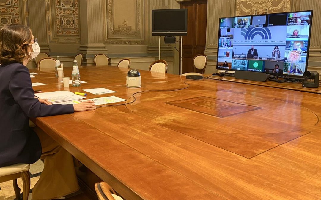 Il ministro degli Affari Regionali Mariastella Gelmini incontra in videoconferenza le regioni