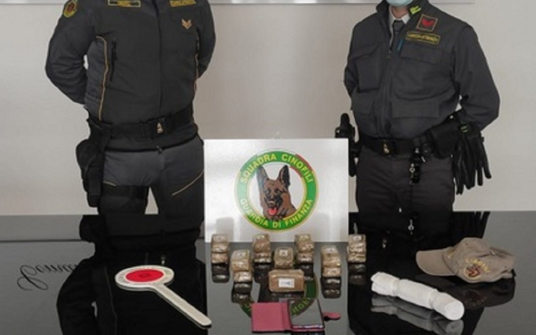 I panetti di hashish sequestrati dalla Guardia di Finanza