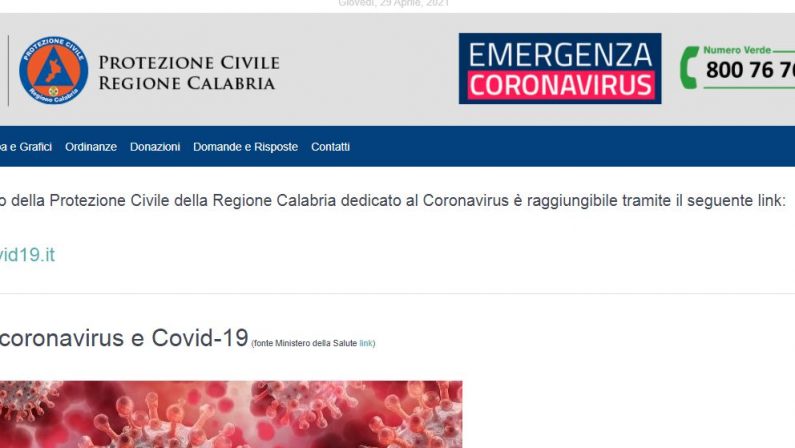 Protezione civile Calabria, il numero verde per l'emergenza Covid non funziona