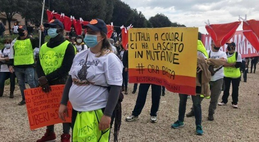 La protesta dei ristoratori al Circo Massimo