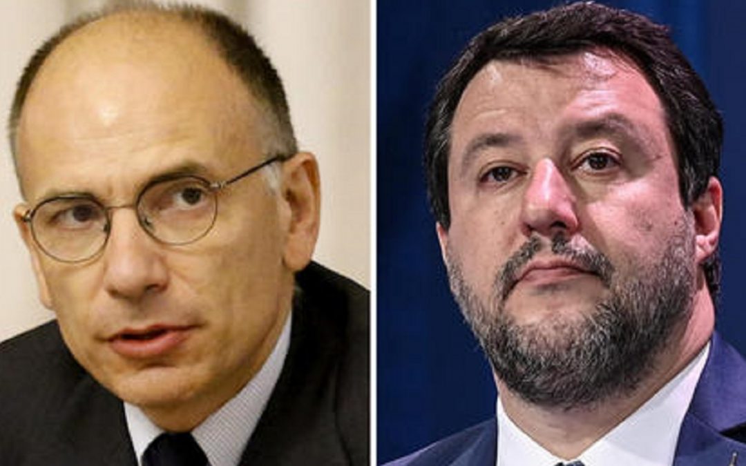 Enrico Letta (Pd) e Matteo Salvini (Lega)