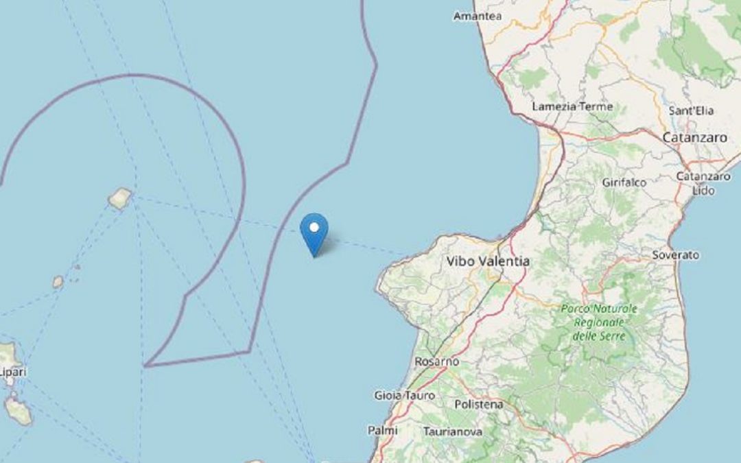 L'epicentro del sisma nel Mar Tirreno