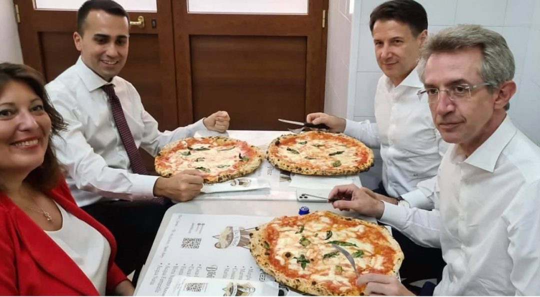 Di Maio, Conte e Manfredi in pizzeria