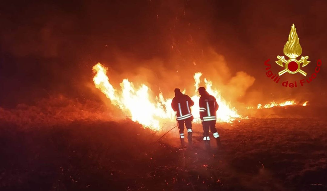 Vigili del fuoco alle prese con un incendio in Aspromonte