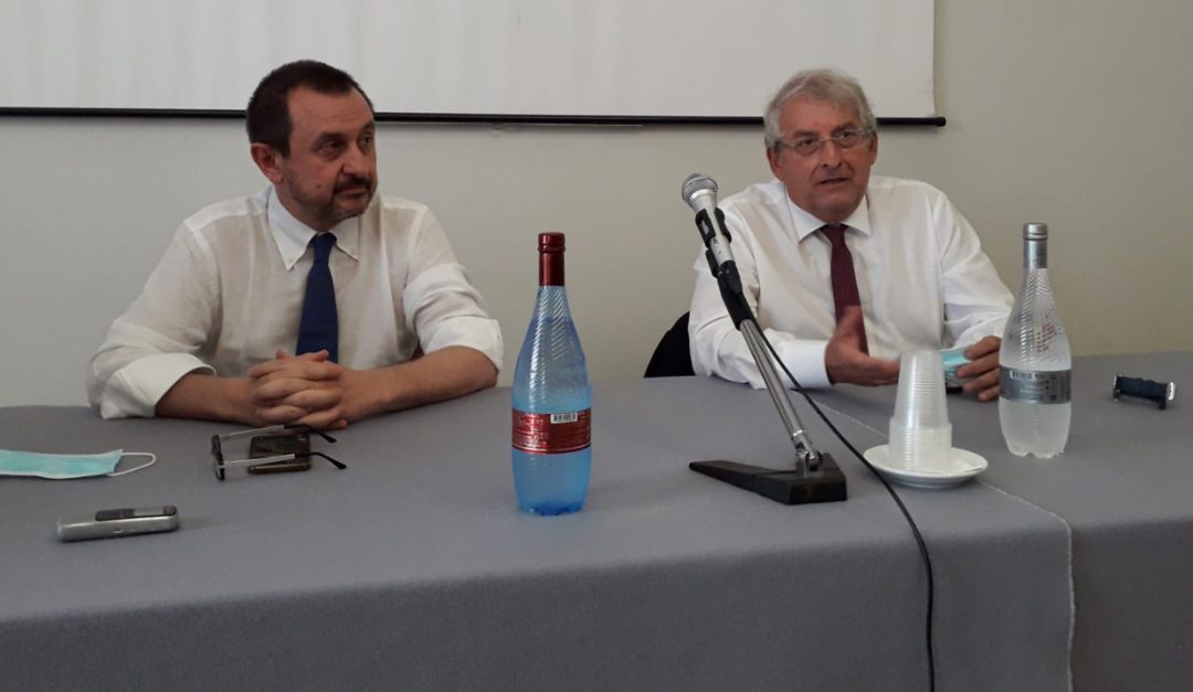 Ernesto Magorno ed Ettore Rosato durante la conferenza stampa
