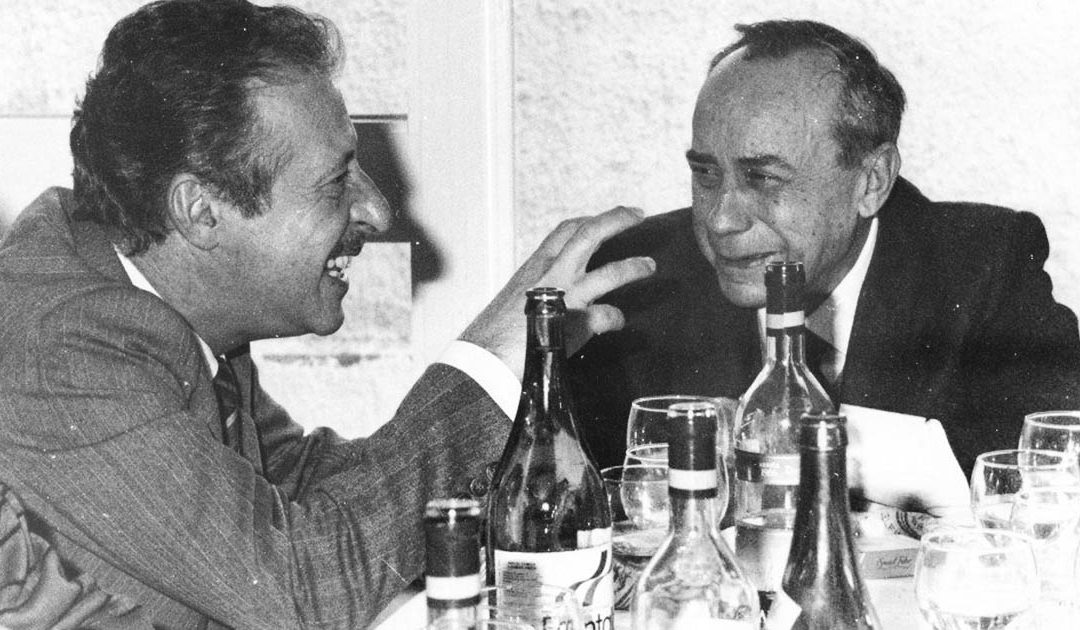 Paolo Borsellino e Leonardo Sciascia durante l'incontro pacificatore