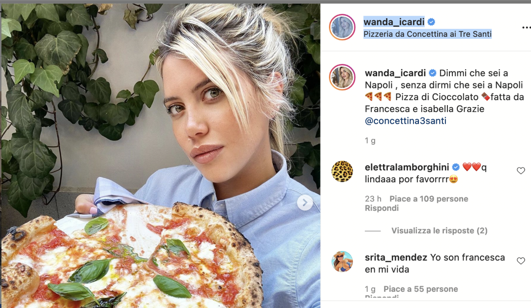 Una delle foto postate da Wanda Nara su Instagram a Napoli