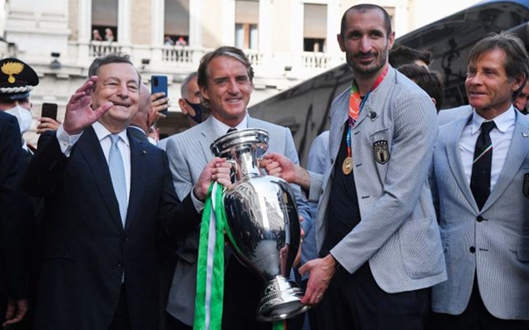 Draghi con Mancini e Chiellini
