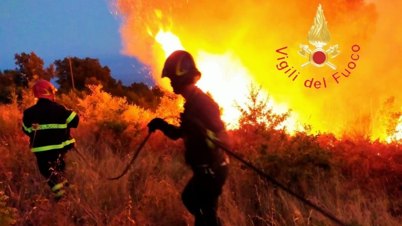 Incendi a Crotone e in provincia, in azione le squadre straordinarie dei Vigili del Fuoco