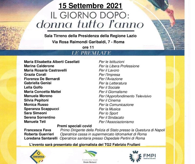 Premio “Il giorno dopo: Donna tutto l’anno” a 18 eccellenze italiane
