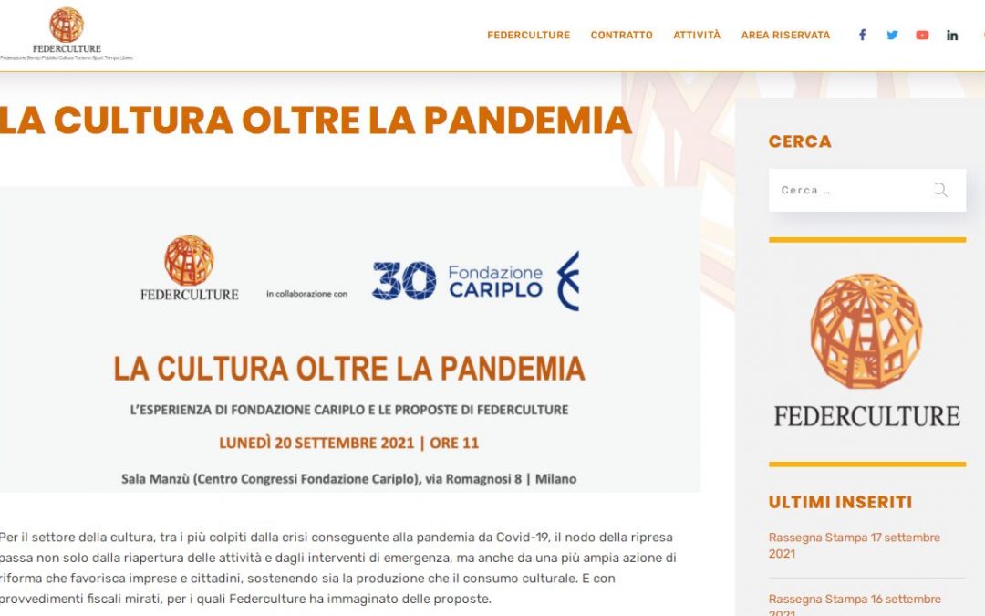 La cultura in crisi per il Covid, le proposte fiscali di Federculture