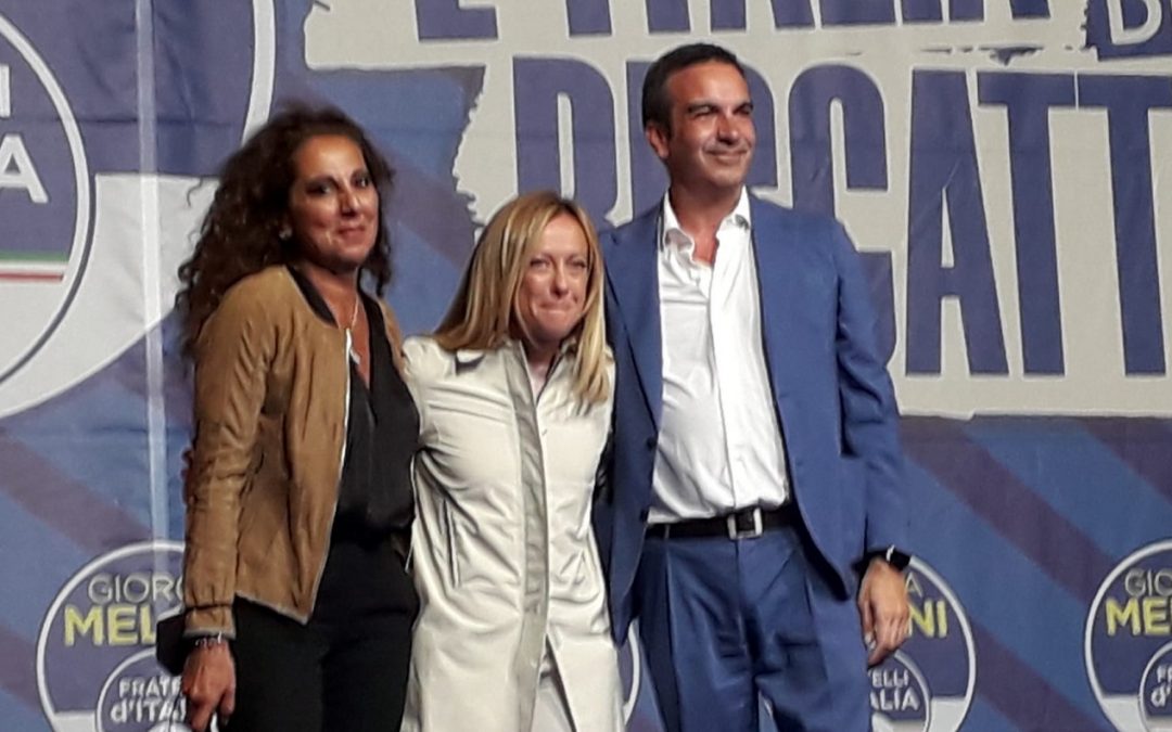 Wanda Ferro, Giorgia Meloni e Roberto Occhiuto a Catanzaro