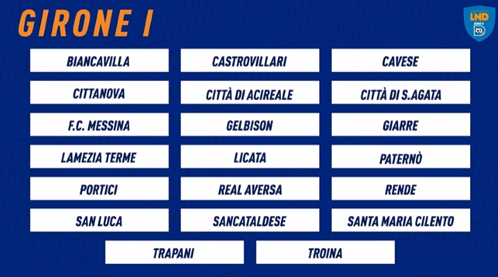 L'elenco delle partecipanti al prossimo torneo di Serie D, girone I