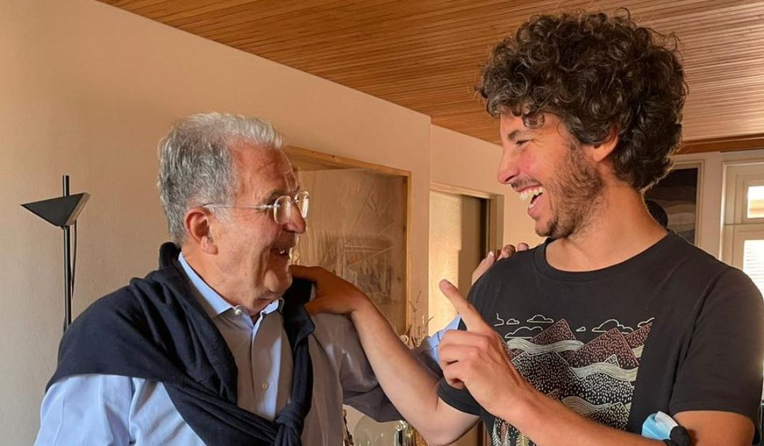 Romano Prodi e Mattia Santori