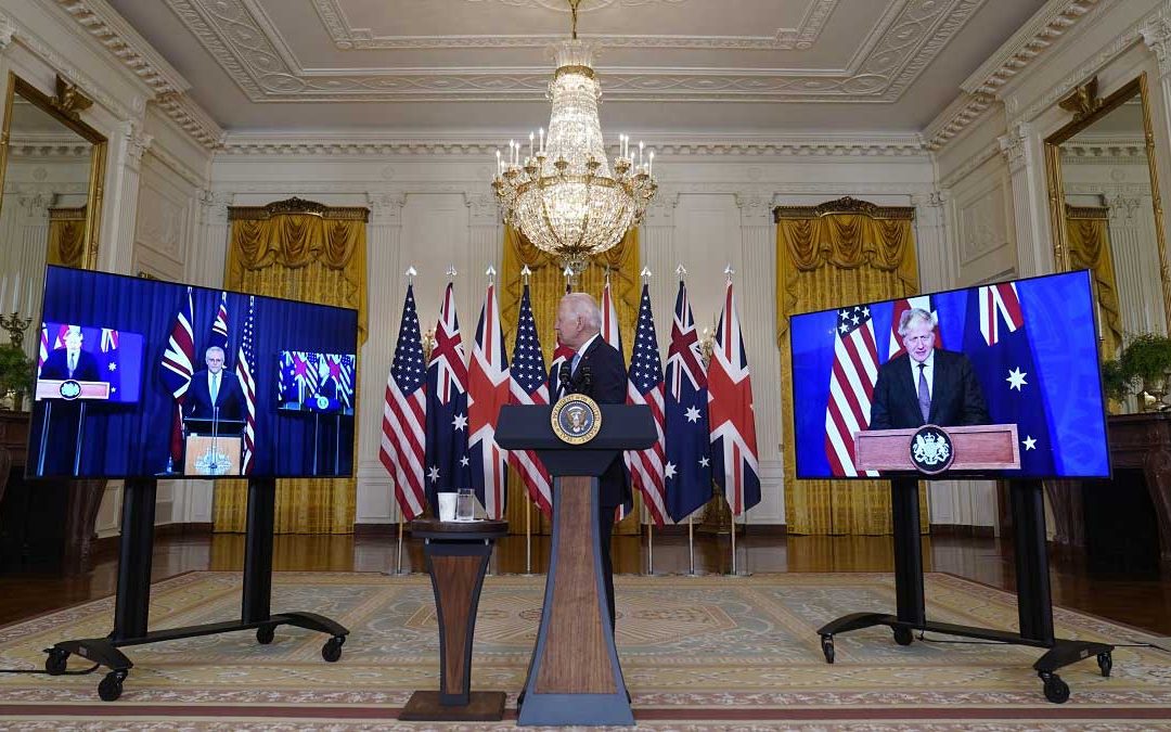 Il presidente Usa Joe Biden annuncia, in collegamento video coi premier britannico e australiano, l’accordo “Aukus”
