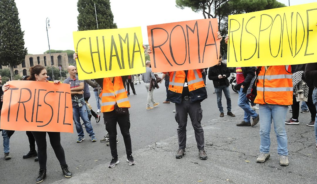 La protesta no green pass di Roma sabato scorso