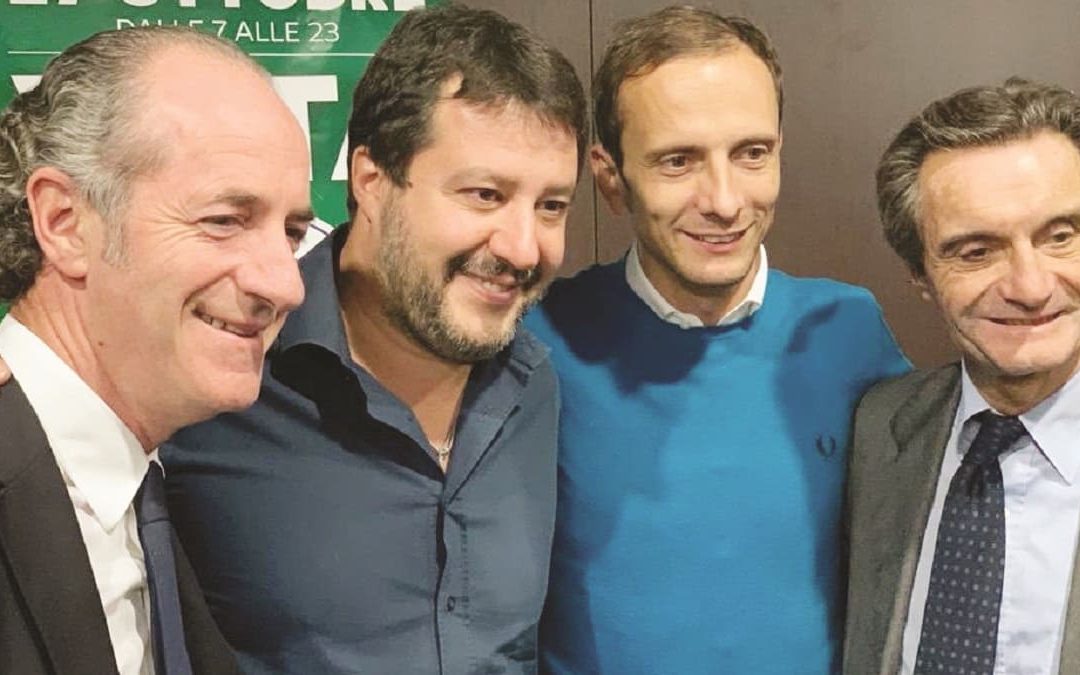 Luca Zaia, Matteo Salvini, Massimiliano Fedriga e Attilio Fontana