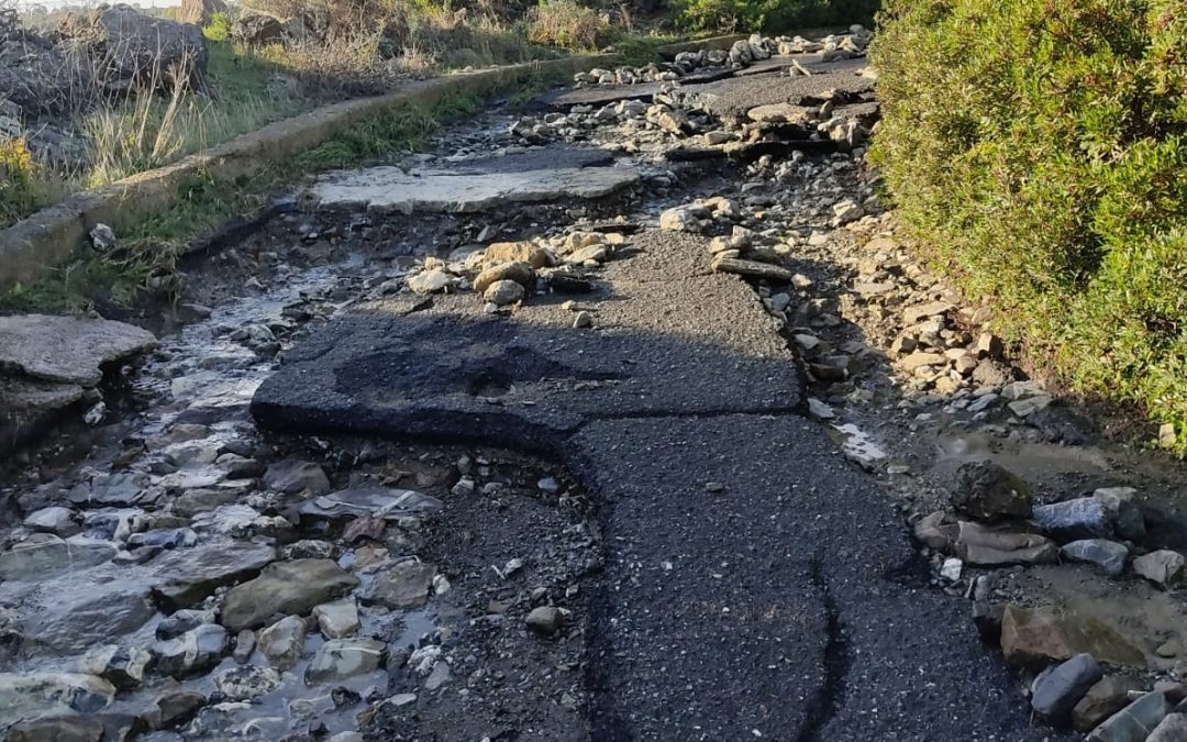 Una delle strade colpite dalla bomba d'acqua