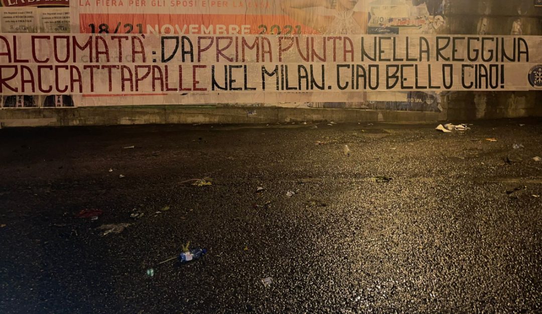 Uno degli striscioni di Casa Pound contro Falcomatà