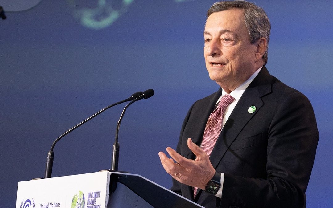 Mario Draghi oggi alla cerimonia di apertura di “COP26 World Leaders Summit” a Glasgow