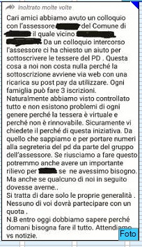 Pd, ecco come funziona il sistema delle tessere in Irpinia