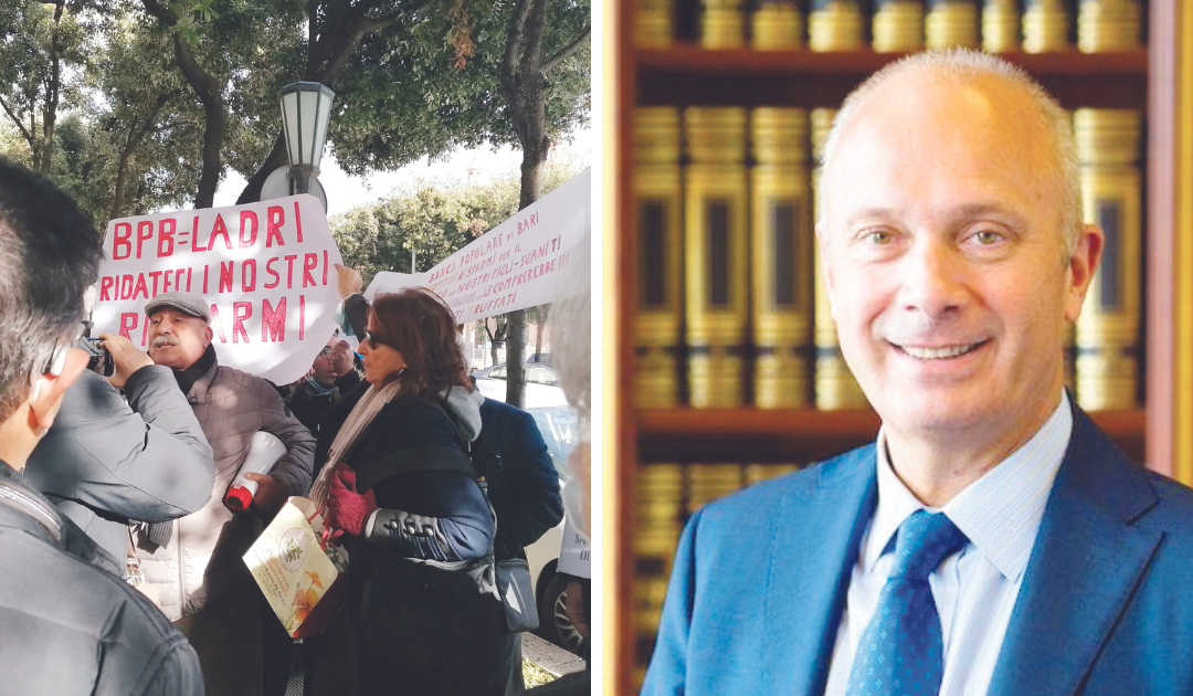 A sinistra la protesta di ieri a Bari, a destra Carrus