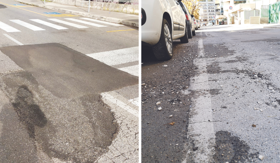 Le condizioni di alcune strade cittadini dopo la pioggia dei giorni scorsi e le prime riparazioni del Comune