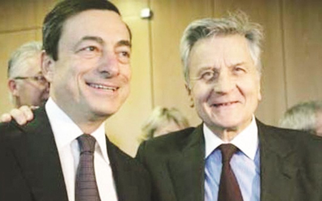Mario Draghi e Jean-Claude Trichet nel 2011