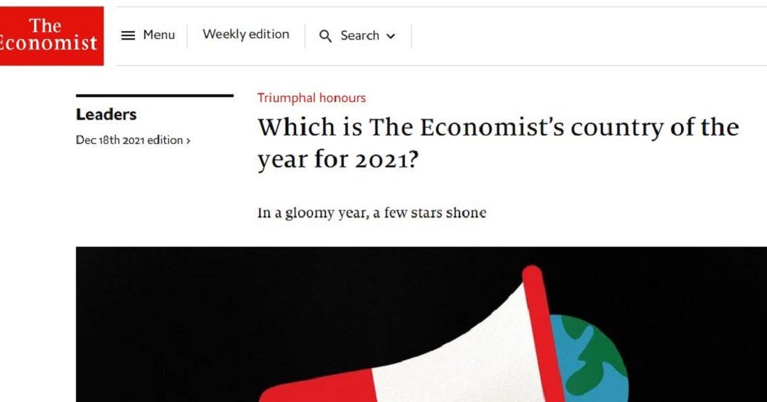 Il titolo dell'Economist sul suo sito web