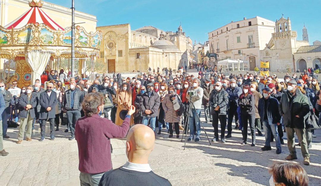 La manifestazione ieri a Matera