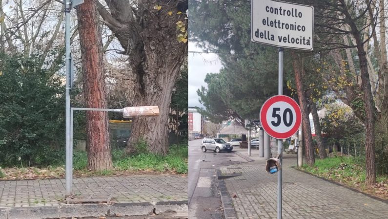 Finto autovelox “fai da te” in via Popilia a Cosenza rimosso dalla Municipale