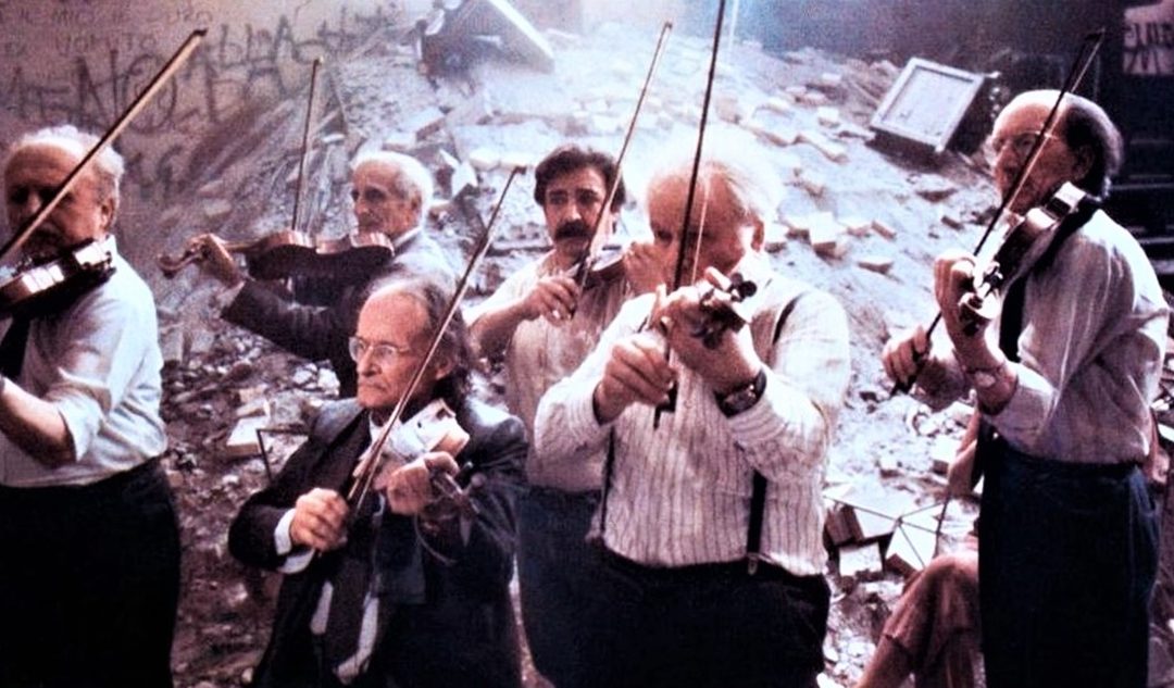 Una scena di "Prova d'orchestra" di Federico Fellini