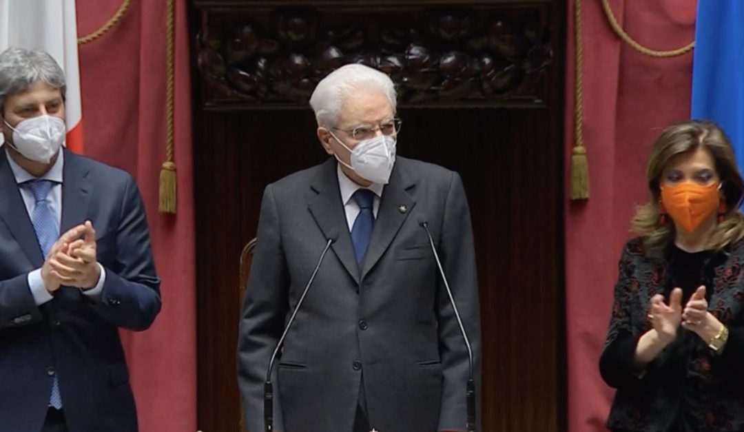 Sergio Mattarella alla Camera insieme al presidente della Camera Fico e a quello del Senato Casellati