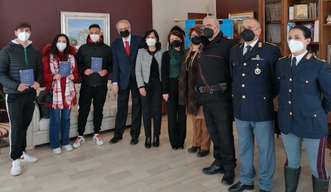 Gli studenti ricevuti in Comune