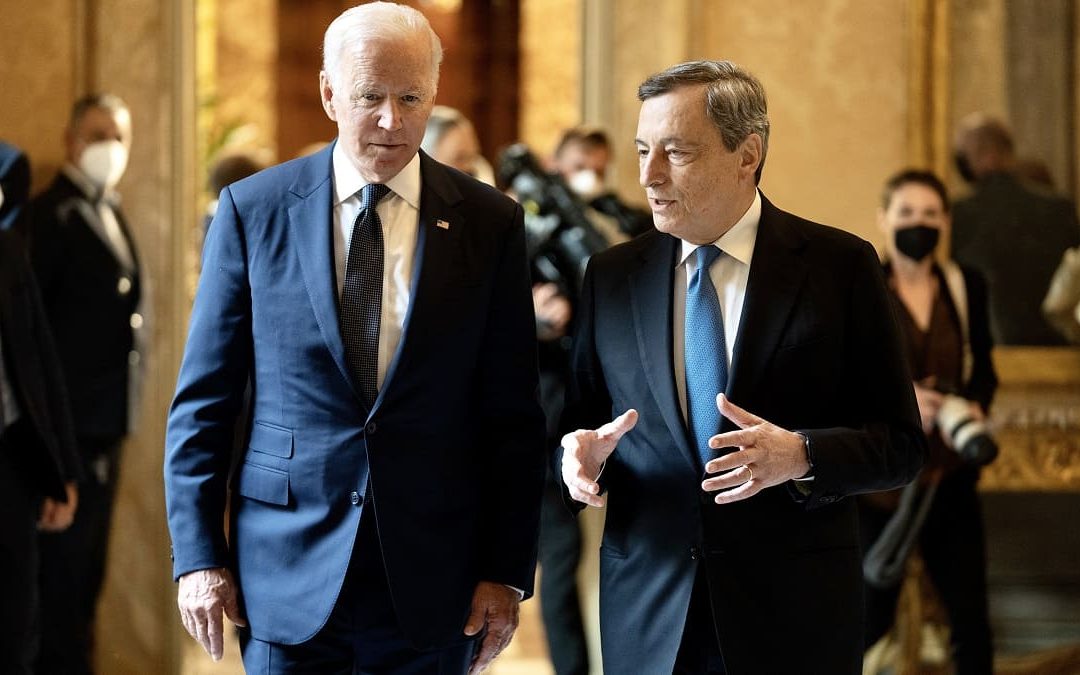 Il Presidente degli Stati Uniti, Joe Biden, e il Presidente del Consiglio, Mario Draghi