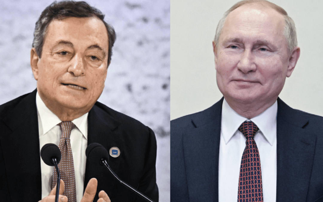 Il presidente del Consiglio Mario Draghi e il presidente russo Vladimir Putin