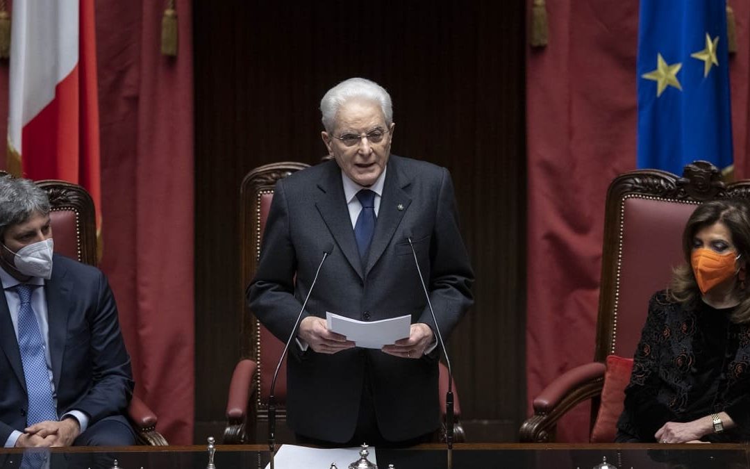 Sergio Mattarella durante il suo messaggio al Parlamento nel giorno del giuramento