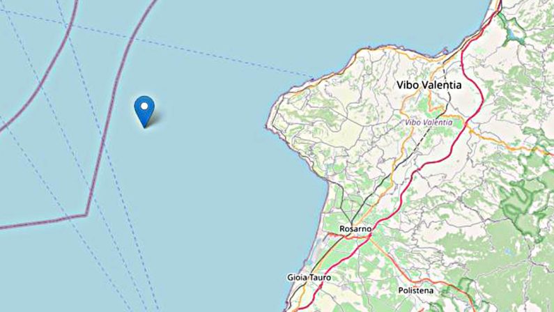 Scossa di terremoto in mare al largo della provincia di Vibo Valentia