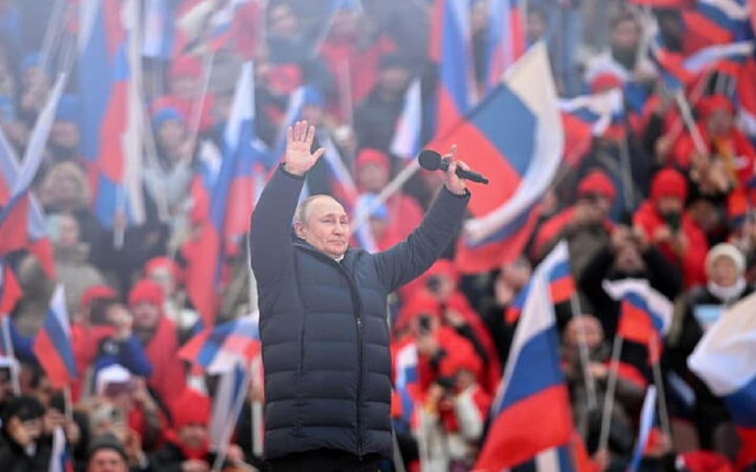 Vladimir Putin nello stadio di Mosca