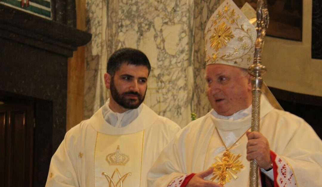 Don Ernesto Piraino con il vescovo monsignor Leonardo Bonanno