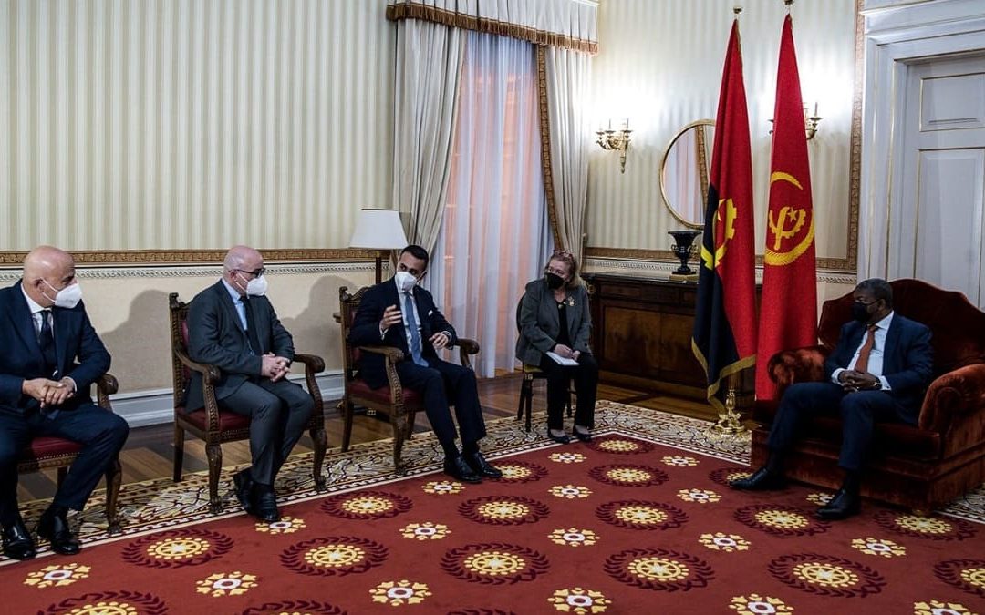 Di Maio, Cingolani e Descalzi con il Presidente della Repubblica di Angola Lourenço