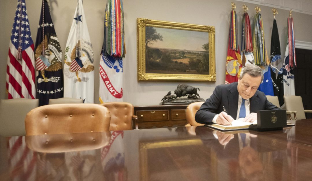 Il presidente del Consiglio Mario Draghi a Washington