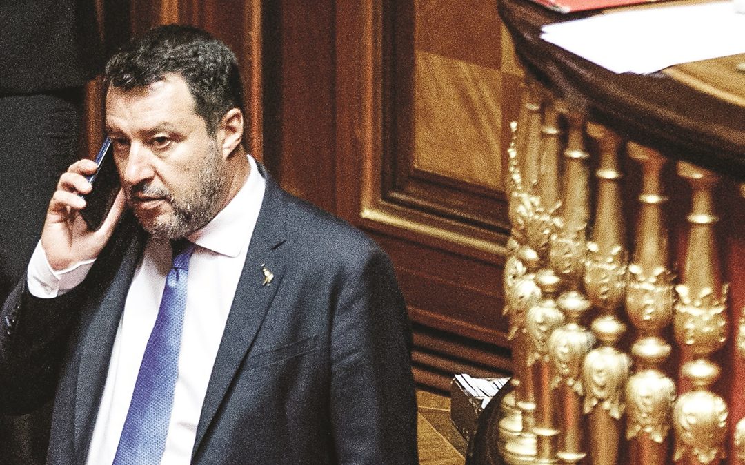 Matteo Salvini in aula al Senato