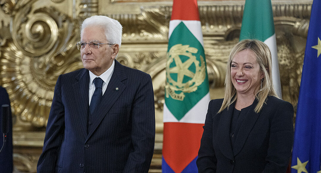 Il presidente della Repubblica Sergio Mattarella e Giorgia Meloni, presidente del Consiglio