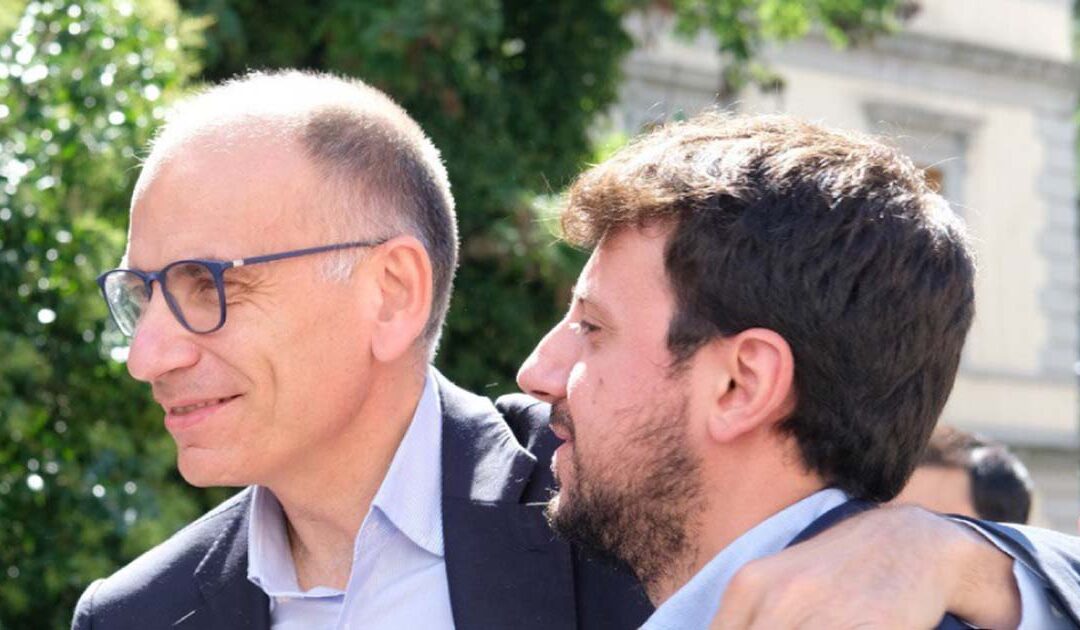 Enrico Letta, segretario nazionale Pd, e il segretario regionale sfiduciato Raffaele La Regina