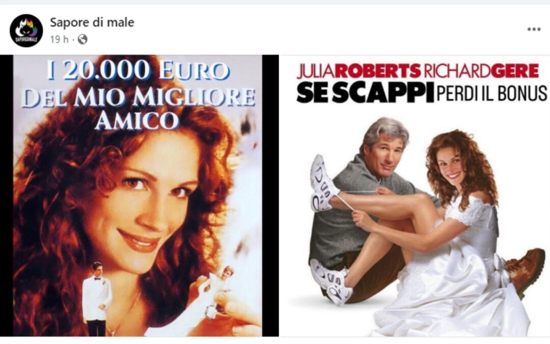 Uno dei meme realizzato dalla pagina Facebook Sapore di male