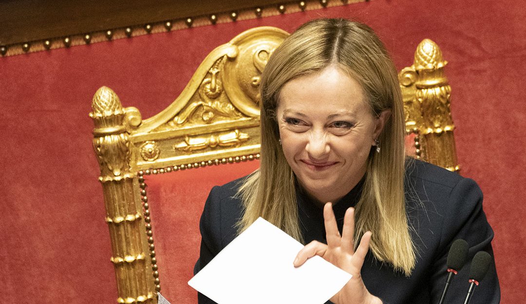 Giorgia Meloni, presidente del Consiglio, oggi in Senato